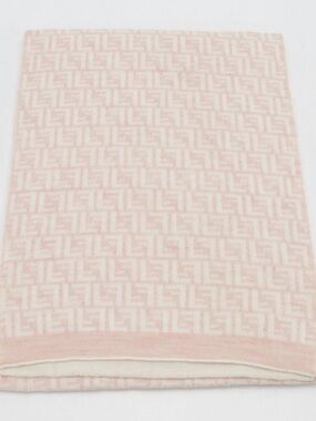 Fendi FF Pink and White  Patterned Knit Scarf